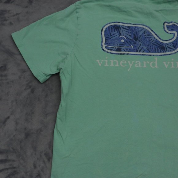 Vineyard Vines Shirt Mens M Green Short Sleeve Round Neck Print Logo Cotton Tee - Picture 11 of 14